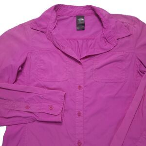 The North Face Cool Horizon Womens M Shirt Button Up Long Sleeve Pink Outdoors